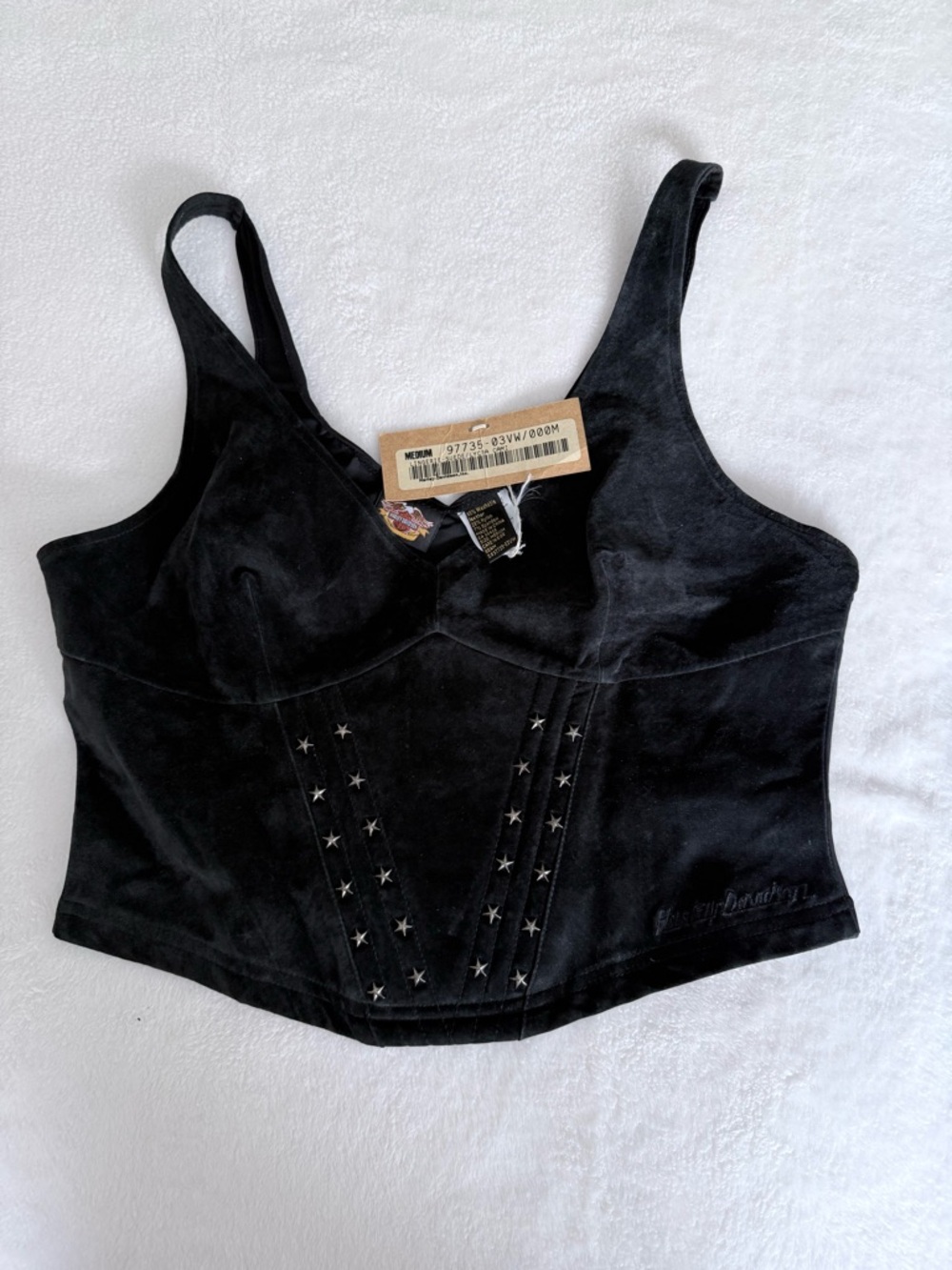 Harley-Davidson Black Velvet Star Studded Cropped Tank